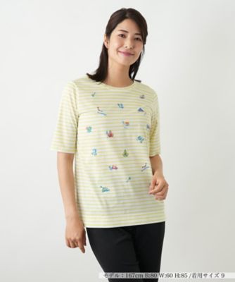 刺繍ボーダーカットソー【Ｌｅｉｌｉａｎ　ＷＨＩＴＥ　ＬＡＢＥＬ】