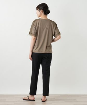 異素材切替カットソー【Ｌｅｉｌｉａｎ　ＷＨＩＴＥ　ＬＡＢＥＬ】