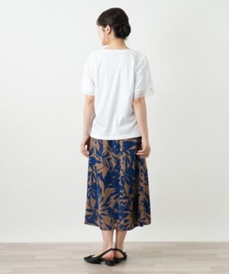異素材切替カットソー【Ｌｅｉｌｉａｎ　ＷＨＩＴＥ　ＬＡＢＥＬ】