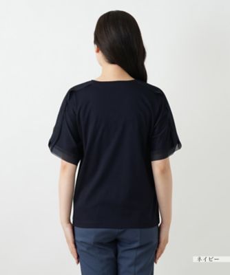 異素材切替カットソー【Ｌｅｉｌｉａｎ　ＷＨＩＴＥ　ＬＡＢＥＬ】