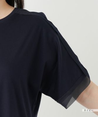 異素材切替カットソー【Ｌｅｉｌｉａｎ　ＷＨＩＴＥ　ＬＡＢＥＬ】
