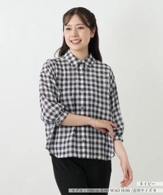 ＜Leilian (Women)＞ギンガムチェックブラウス【Ｌｅｉｌｉａｎ　ＷＨＩＴＥ　ＬＡＢＥＬ】