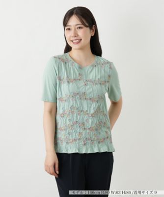 ＜Leilian (Women)＞刺繍クルーネックカットソー【Ｌｅｉｌｉａｎ　ＷＨＩＴＥ　ＬＡＢＥＬ】