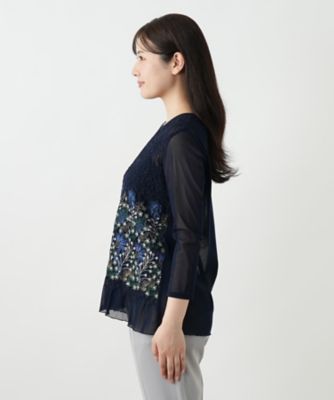 刺繍シアーカットソー【Ｌｅｉｌｉａｎ　ＷＨＩＴＥ　ＬＡＢＥＬ】