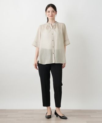 ハイネックプリーツブラウス【Ｌｅｉｌｉａｎ　ＷＨＩＴＥ　ＬＡＢＥＬ】