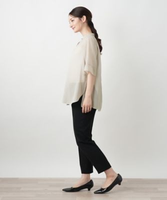 ハイネックプリーツブラウス【Ｌｅｉｌｉａｎ　ＷＨＩＴＥ　ＬＡＢＥＬ】