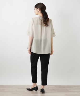 ハイネックプリーツブラウス【Ｌｅｉｌｉａｎ　ＷＨＩＴＥ　ＬＡＢＥＬ】