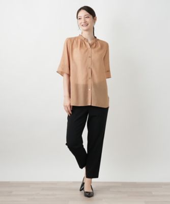 ハイネックプリーツブラウス【Ｌｅｉｌｉａｎ　ＷＨＩＴＥ　ＬＡＢＥＬ】