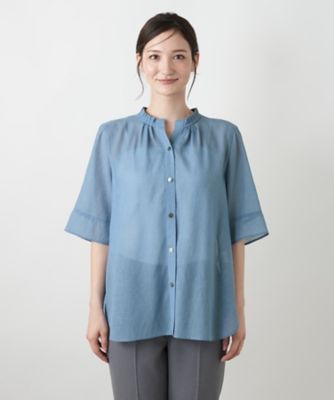 ハイネックプリーツブラウス【Ｌｅｉｌｉａｎ　ＷＨＩＴＥ　ＬＡＢＥＬ】