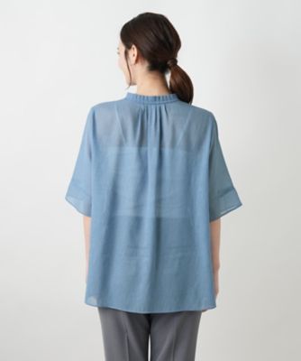 ハイネックプリーツブラウス【Ｌｅｉｌｉａｎ　ＷＨＩＴＥ　ＬＡＢＥＬ】
