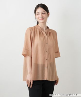ハイネックプリーツブラウス【Ｌｅｉｌｉａｎ　ＷＨＩＴＥ　ＬＡＢＥＬ】