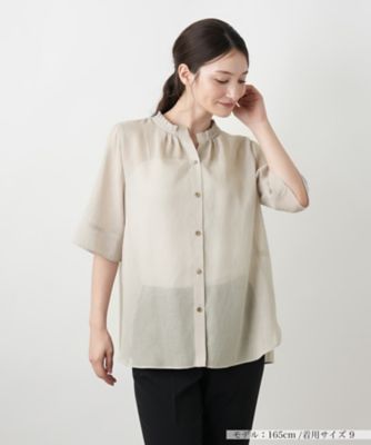 ハイネックプリーツブラウス【Ｌｅｉｌｉａｎ　ＷＨＩＴＥ　ＬＡＢＥＬ】
