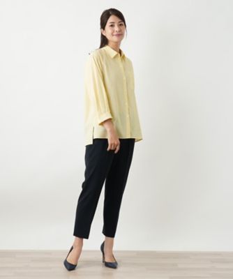 ストライプ七分袖ブラウス【Leilian WHITE LABEL 
