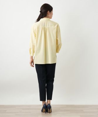 ストライプ七分袖ブラウス【Leilian WHITE LABEL 