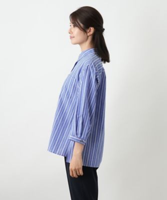 ストライプ七分袖ブラウス【Leilian WHITE