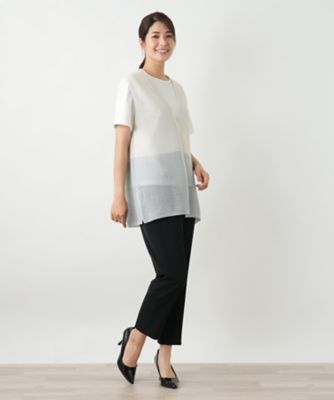 カラーブロックニットベスト【Leilian WHITE