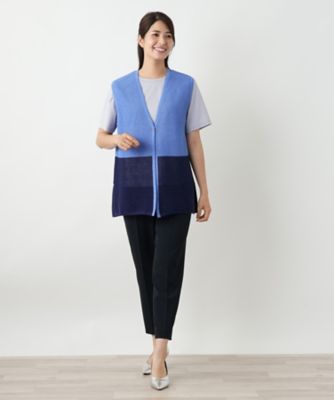 カラーブロックニットベスト【Leilian WHITE