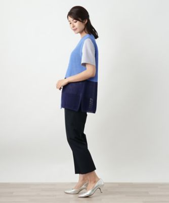 カラーブロックニットベスト【Leilian WHITE