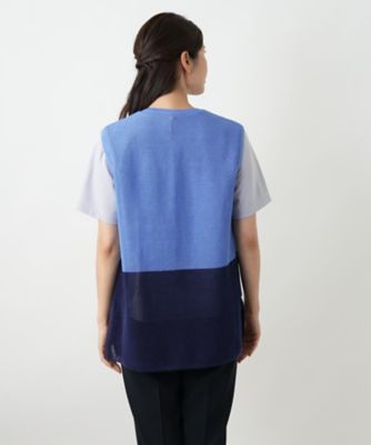 100％品質 カラーブロックニットベスト【Leilian WHITE ジャケット・アウター
