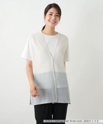 売れ筋ランキングも カラーブロックニットベスト【Leilian WHITE トップス