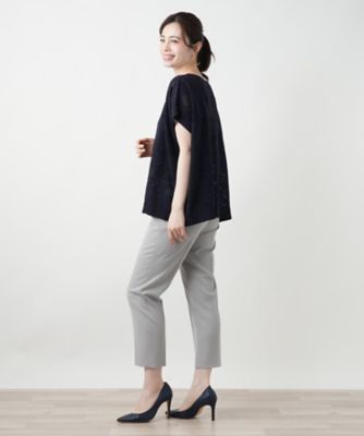 花柄フレンチスリーブニット【Ｌｅｉｌｉａｎ　ＷＨＩＴＥ　ＬＡＢＥＬ】