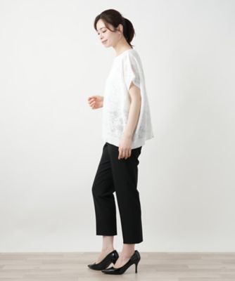 花柄フレンチスリーブニット【Ｌｅｉｌｉａｎ　ＷＨＩＴＥ　ＬＡＢＥＬ】