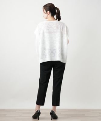 花柄フレンチスリーブニット【Ｌｅｉｌｉａｎ　ＷＨＩＴＥ　ＬＡＢＥＬ】