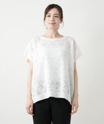 花柄フレンチスリーブニット【Ｌｅｉｌｉａｎ　ＷＨＩＴＥ　ＬＡＢＥＬ】