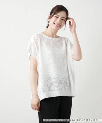 花柄フレンチスリーブニット【Ｌｅｉｌｉａｎ　ＷＨＩＴＥ　ＬＡＢＥＬ】
