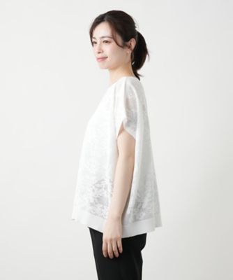 花柄フレンチスリーブニット【Ｌｅｉｌｉａｎ　ＷＨＩＴＥ　ＬＡＢＥＬ】