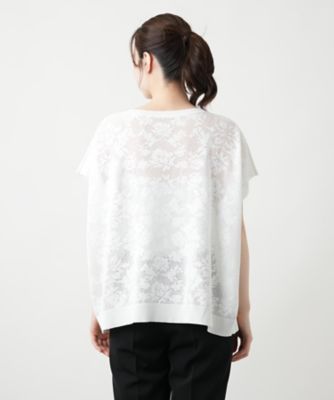 花柄フレンチスリーブニット【Ｌｅｉｌｉａｎ　ＷＨＩＴＥ　ＬＡＢＥＬ】