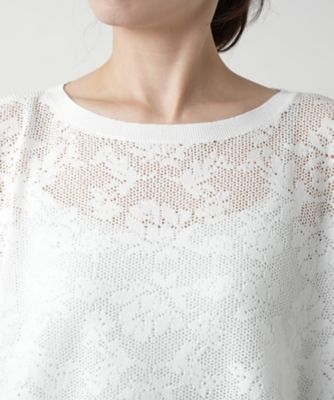 花柄フレンチスリーブニット【Ｌｅｉｌｉａｎ　ＷＨＩＴＥ　ＬＡＢＥＬ】