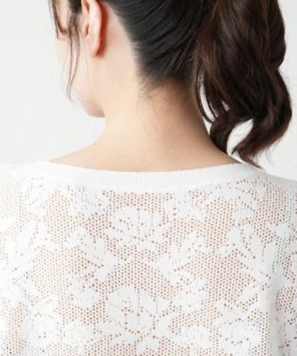 花柄フレンチスリーブニット【Ｌｅｉｌｉａｎ　ＷＨＩＴＥ　ＬＡＢＥＬ】