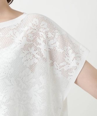 花柄フレンチスリーブニット【Ｌｅｉｌｉａｎ　ＷＨＩＴＥ　ＬＡＢＥＬ】