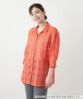 ＜Leilian (Women)＞チェックブラウス【Ｌｅｉｌｉａｎ　ＷＨＩＴＥ　ＬＡＢＥＬ】