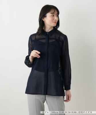 ＜Leilian (Women)＞比翼シアーブラウス【Ｌｅｉｌｉａｎ　ＷＨＩＴＥ　ＬＡＢＥＬ】