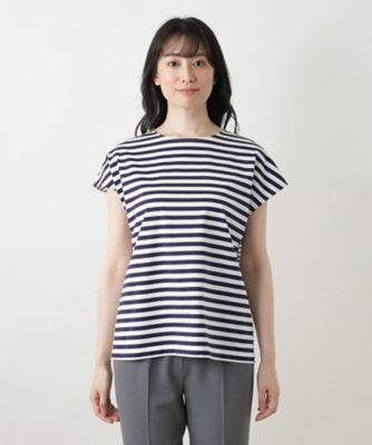 最安値 ボーダー切替カットソー【Leilian WHITE LABEL トップス