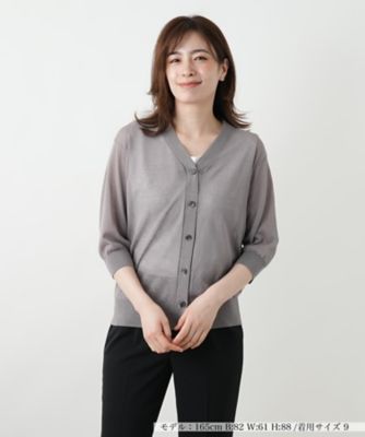 ＜Leilian (Women)＞七分袖ニットカーディガン【Ｌｅｉｌｉａｎ　ＷＨＩＴＥ　ＬＡＢＥＬ】