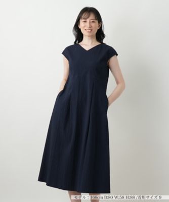 ＜Leilian (Women)＞Ｖネックフレアワンピース【Ｌｅｉｌｉａｎ　ＷＨＩＴＥ　ＬＡＢＥＬ】