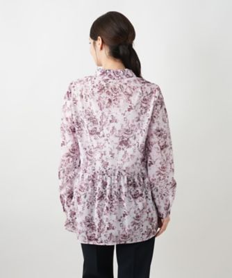 新品未使用レリアンフラワープリントブラウスLeilian WHITE LABEL フラワープリントブラウス【Leilian WHITE