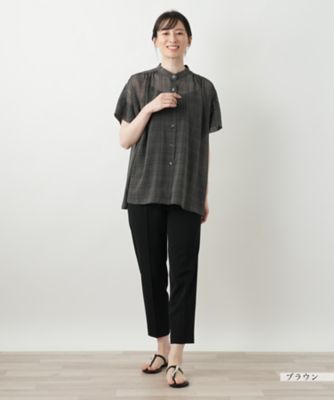 シアーチェックブラウス【Leilian WHITE LABEL