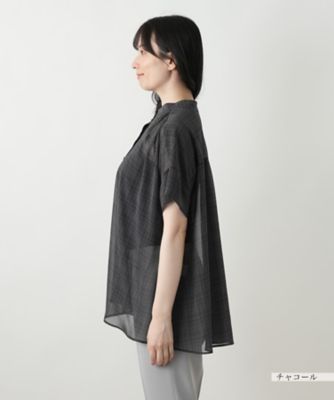 シアーチェックブラウス【Leilian WHITE LABEL