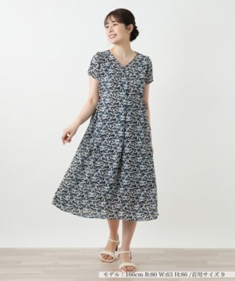 プリントＶネックワンピース【Ｌｅｉｌｉａｎ　ＷＨＩＴＥ　ＬＡＢＥＬ】