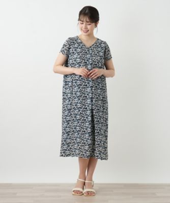 プリントＶネックワンピース【Ｌｅｉｌｉａｎ　ＷＨＩＴＥ　ＬＡＢＥＬ】