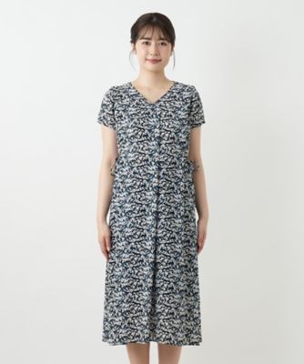 プリントＶネックワンピース【Ｌｅｉｌｉａｎ　ＷＨＩＴＥ　ＬＡＢＥＬ】