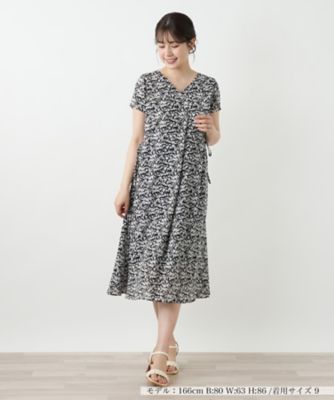 プリントＶネックワンピース【Ｌｅｉｌｉａｎ　ＷＨＩＴＥ　ＬＡＢＥＬ】