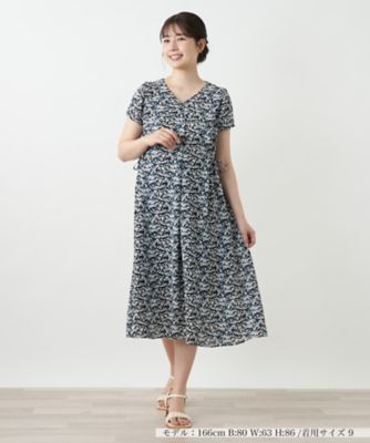 ＜Leilian (Women)＞プリントＶネックワンピース【Ｌｅｉｌｉａｎ　ＷＨＩＴＥ　ＬＡＢＥＬ】