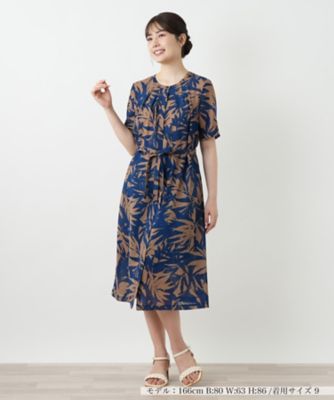 リーフ柄フレアワンピース【Ｌｅｉｌｉａｎ　ＷＨＩＴＥ　ＬＡＢＥＬ】