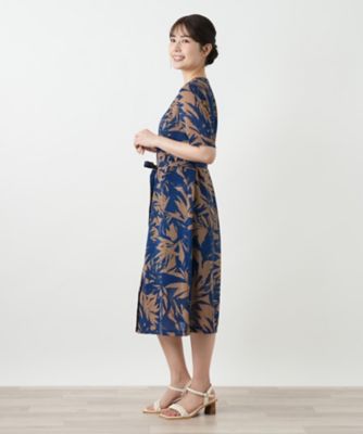 リーフ柄フレアワンピース【Ｌｅｉｌｉａｎ　ＷＨＩＴＥ　ＬＡＢＥＬ】