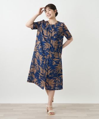リーフ柄フレアワンピース【Ｌｅｉｌｉａｎ　ＷＨＩＴＥ　ＬＡＢＥＬ】